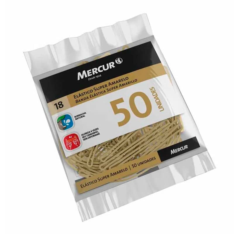 Elástico N°18 Super Amarelo 50 Unidades Mercur