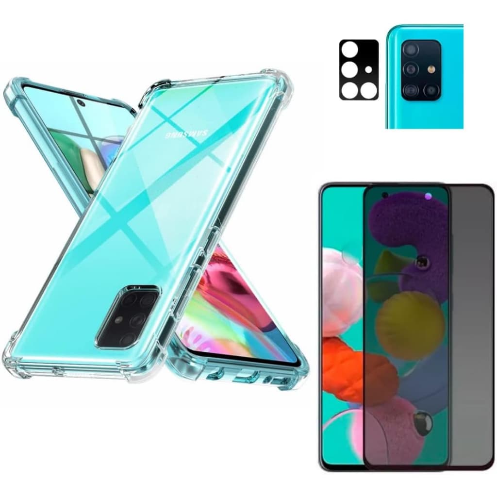 Capa Capinha Anti Impacto + Película Privacidade + Película de Câmera Para Galaxy A51