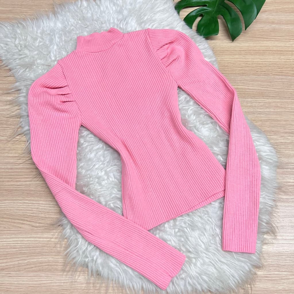Blusa Princesa linho trico manga bufante manga longa