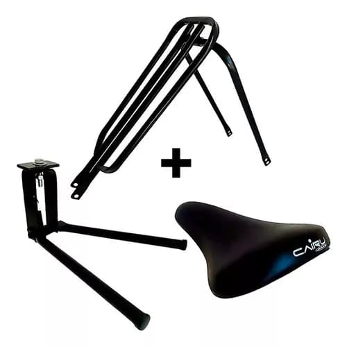 Kit Garupa Reta Bh + Descanso Central Cavalete + Selim Banco Cairu AMS 507 Bmx