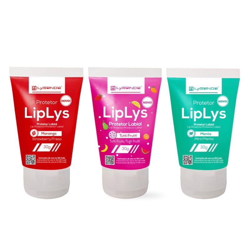 Protetor Labial Hidratante LipLys 30g Lysanda Menta Morango Tutti Frutti