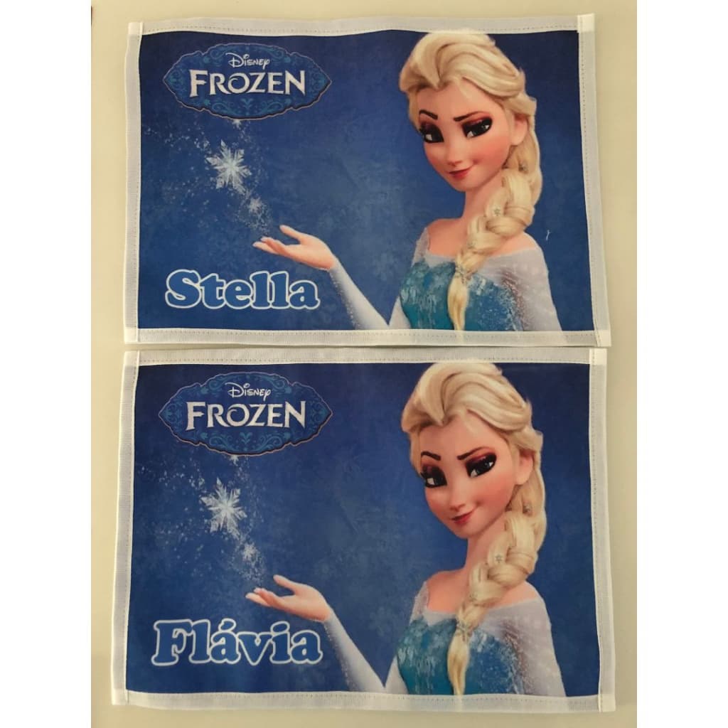 Jogo Americano Lugar Americano Personalizado com Nome Tema Frozen Elsa