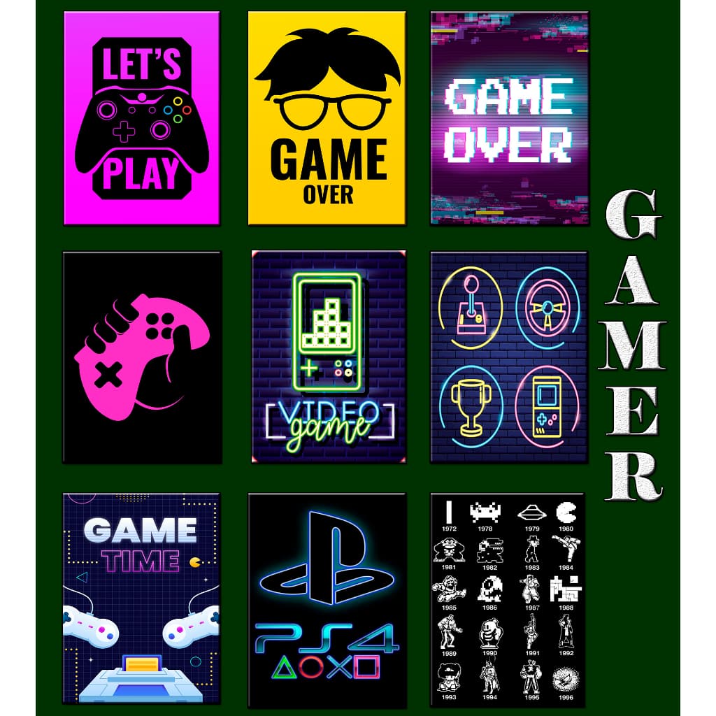 Placas Decorativas MDF - quadros Gamer game e Jogos - imagens variadas - decoração quarto sala - 13x9cm