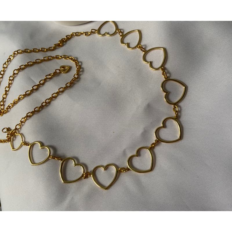 Cinto Feminino Coração Metal Corrente Delicado