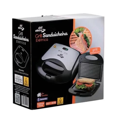 Grill Sanduicheira Inox Preto Útil Eletro 220V