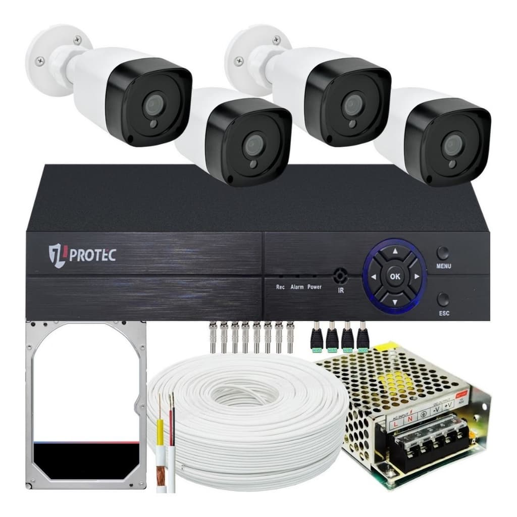 Kit Cftv 4 Câmeras Segurança Hd 720p Dvr Multi Hd 4ch P2p Acesso Celular