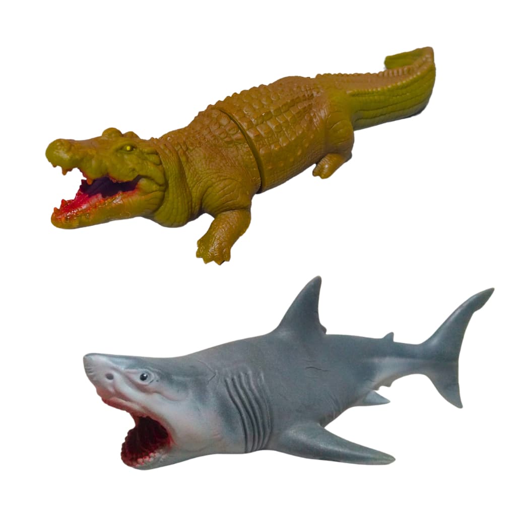 Brinquedos de Menino Menina Infantil Tubarão Shark Crocodilo Jacaré  Vinil Macio Kit 2 Unid