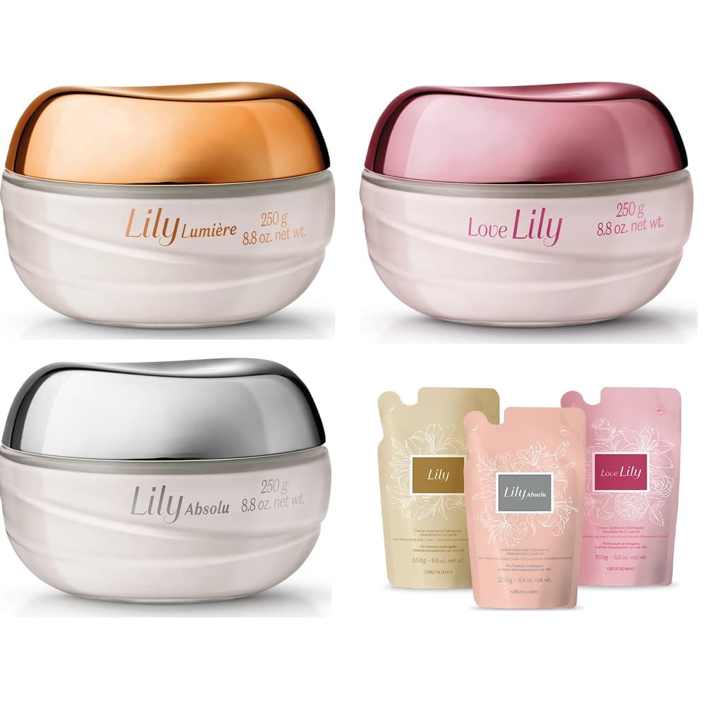 Creme Acetinado Hidratante Desodorante Corporal Lily, 250g - Produto Lacrado