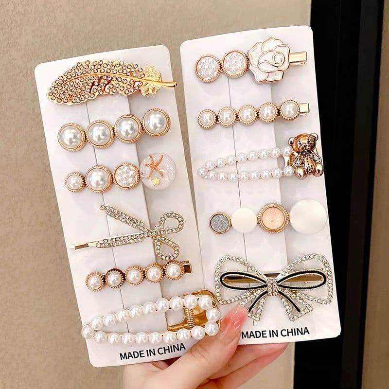 Kit 5 Peças Tic Tac Clip Enfeites Feminina para Cabelos Presilhas Luxuosa