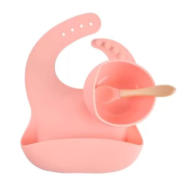 Kit de Silicone Com 3pçs Introdução Alimentar Bowl Colher E Babador
