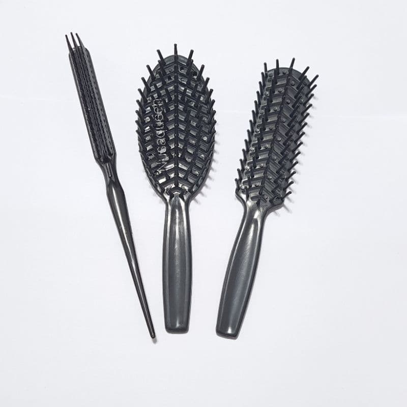 kit 3 Escova de  Cabelo Jacaré Acessórios Desembaraçadora