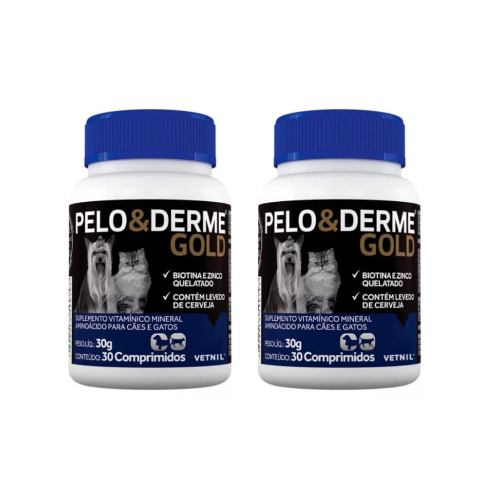 Pelo E Derme Gold 30 Comprimidos - Vetnil - 2 Unidades