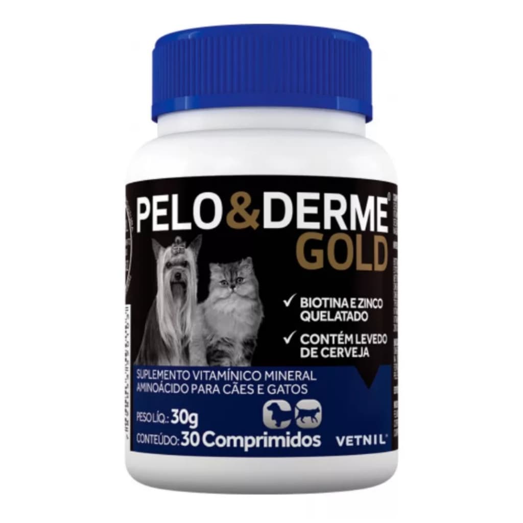 Pelo E Derme Gold 30cps - Suplemento P/ Cães Gatos - Vetnil