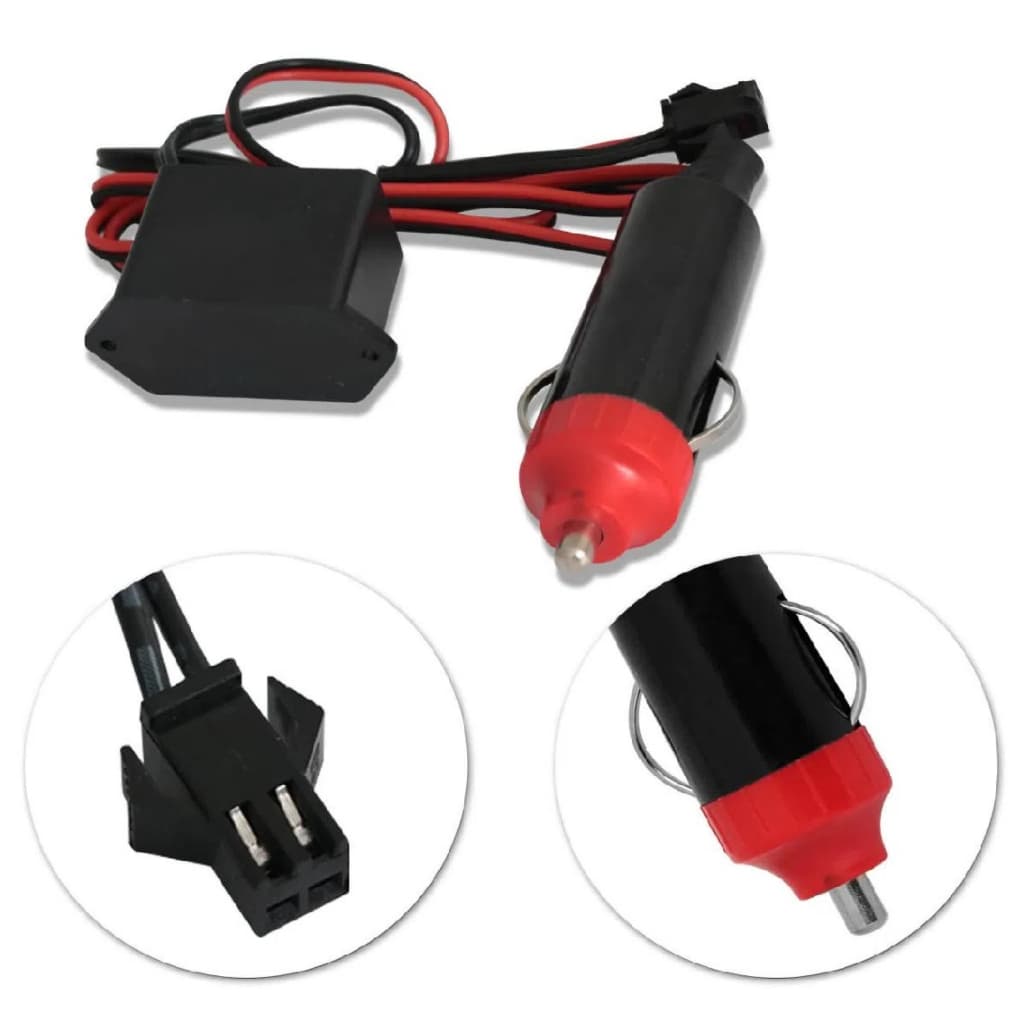 Reator 12v Adaptador 12v para Fio De Neon + Conector para acendedor - Para fio Neon com Aba 5 metros para uso interno em auto - Ideal para Carros