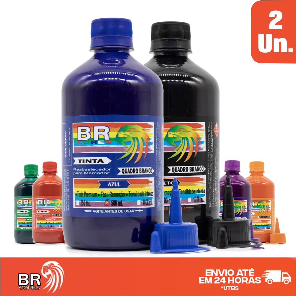 KIT - 2 Tintas de 500ml p/ Marcador Quadro Branco