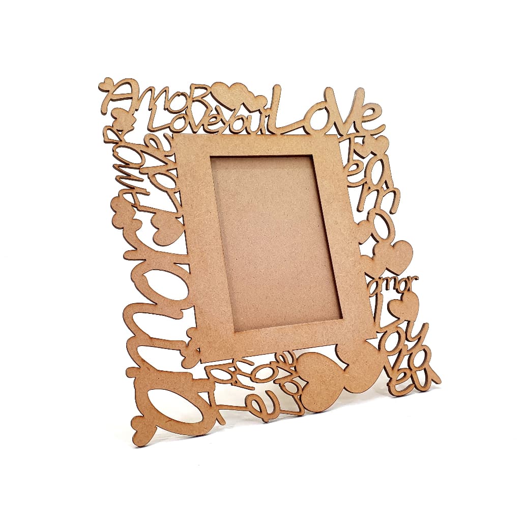 Porta-Retrato MDF 10x15 com LOVE a Laser – Presente Decorativo para Namorados ou Casa
