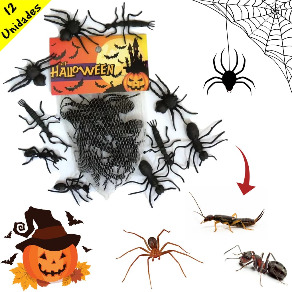 Insetos De Borracha Para Festa Halloween  Pegadinha  12 Peças