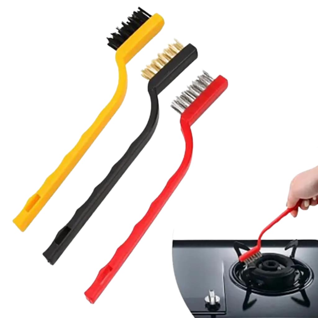 Kit de Escovas Multiuso 3 Peças De Aço Latão Nylon MIMI