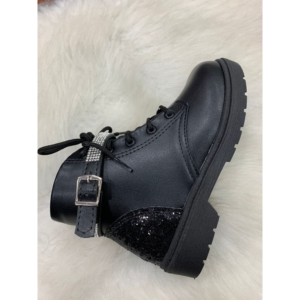 Bota Molekinha Coturno Infantil Strass 2164.132 Preto