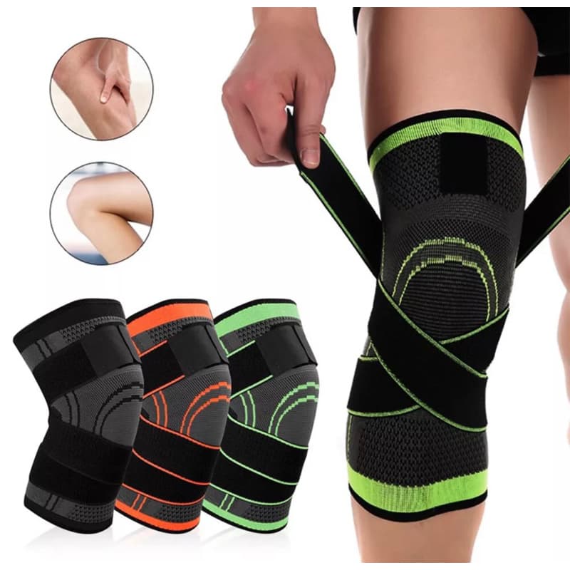 Joelheira Fitness Ajustável Esportiva Compressão Leve CorridaBike Verde