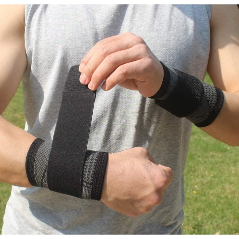 Munhequeira Esportiva Elástica de Compressão Velcro para Tendinite Dores no Pulso CrossFit Ajustável