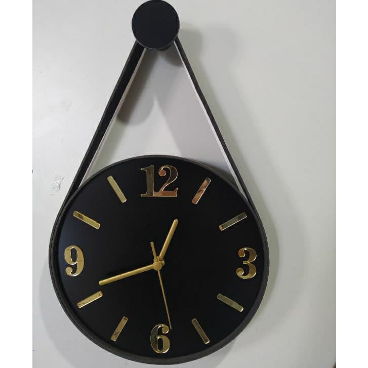 Relógio de Parede 26 cm (Silencioso), Modelo Adnet, Preto/Preto/Cardinais Dourado.