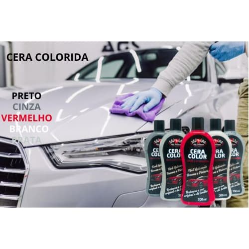 Cera Colorida Automotiva Premium Liquida Carro 200ml Mil Milhas com Carnaúba