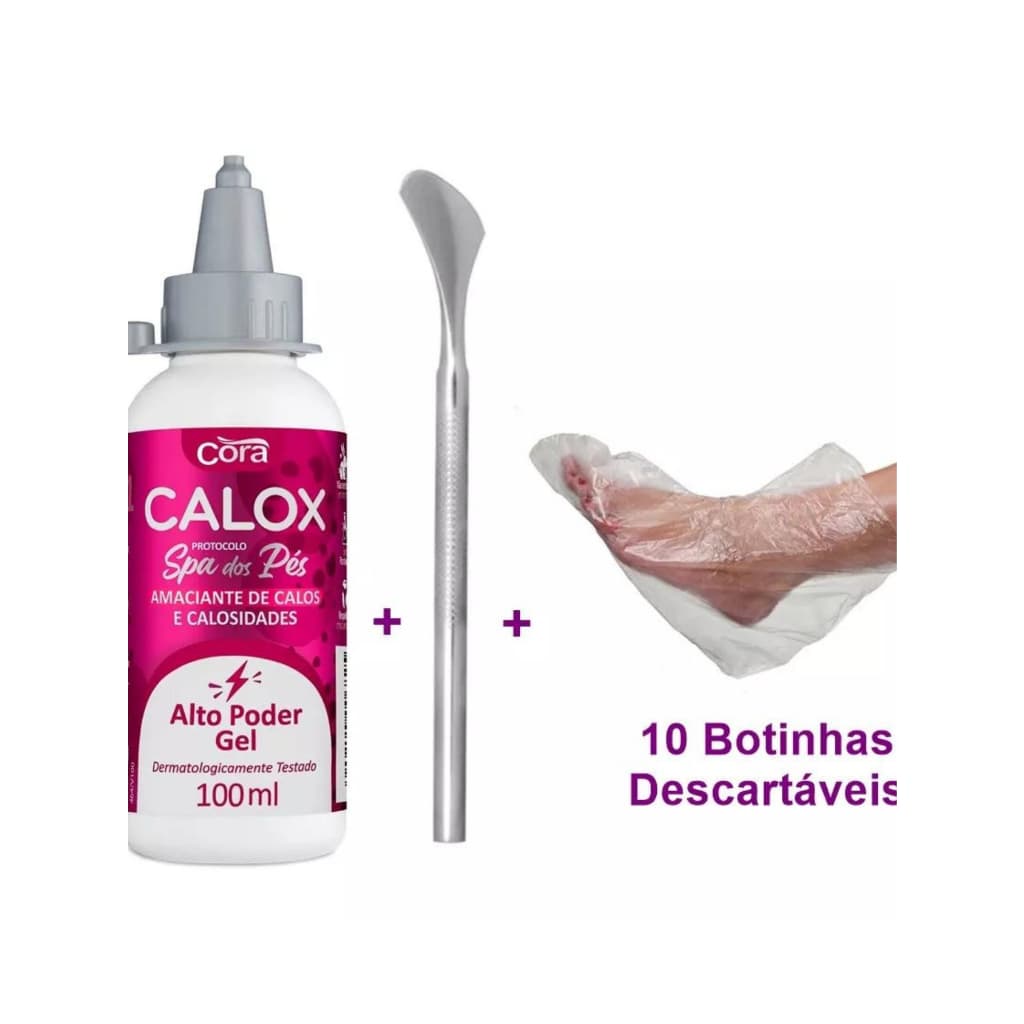Spa dos Pés- Removedor  de Calos Calosidade Calox Gel + Espátula + 10 Botinhas Descartáveis