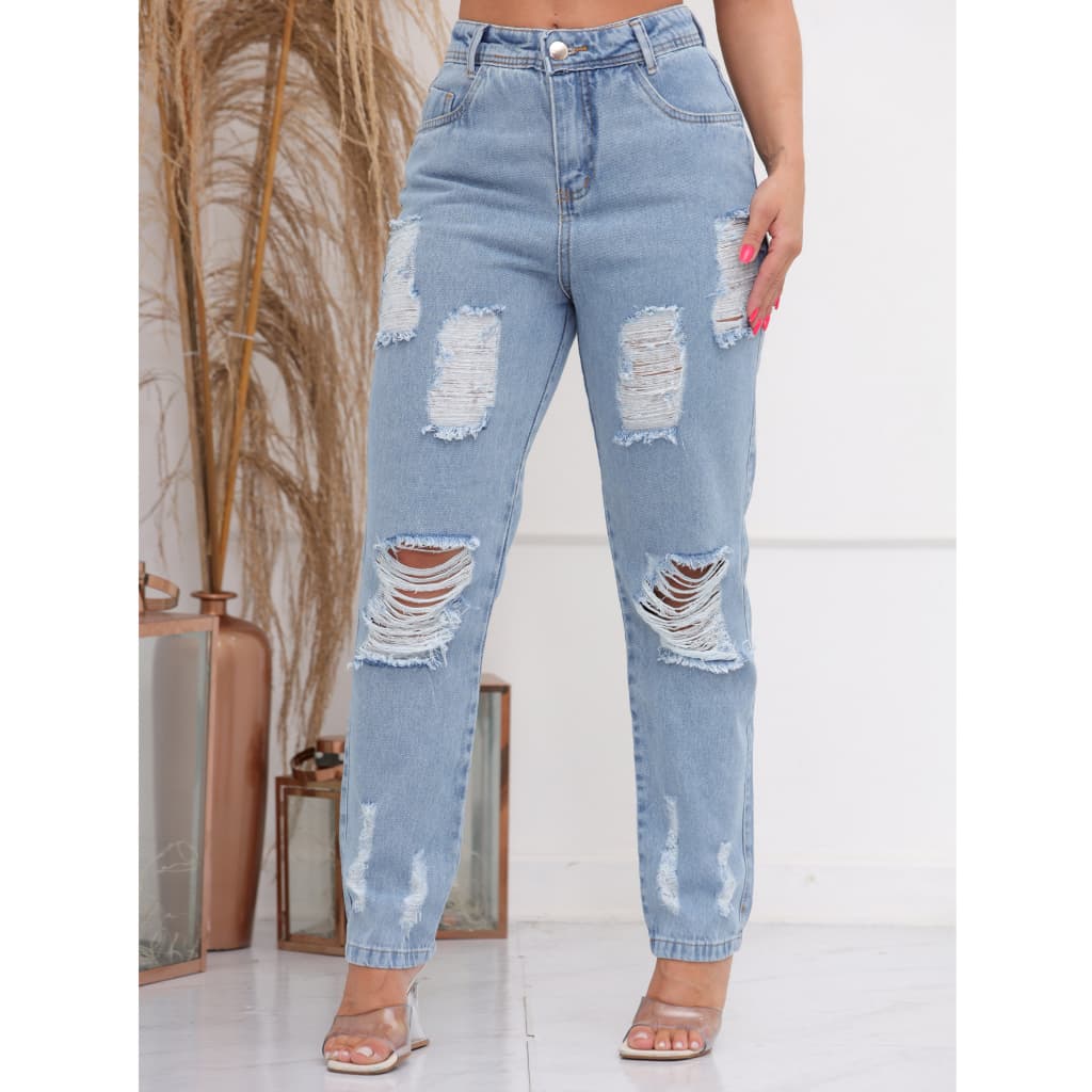 kissmelady 9030 8395 9031 calça mom Jeans feminina com rascada