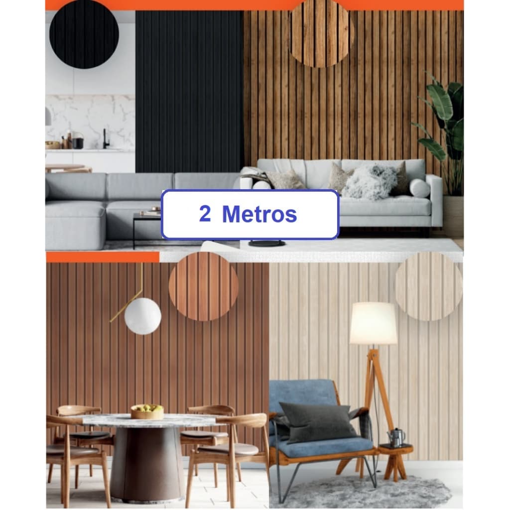 Papel de Parede Madeira Ripado 2 metros x 45cm Auto Adesivo lavável 3D