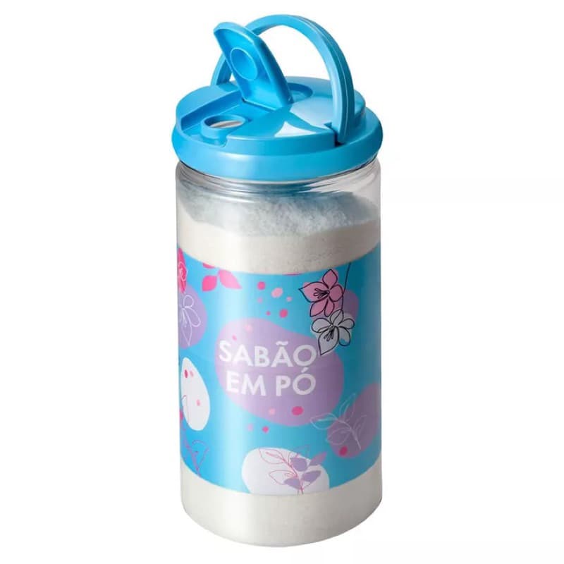 Porta Sabão em pó azul rosa floral avon