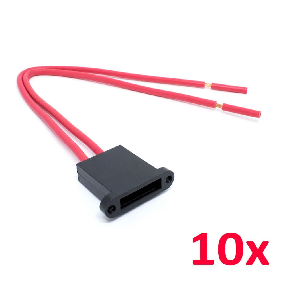 kit 10 Porta Fusível Lâmina Médio C/ ABA e Fio 2,5mm VERMELHO 15cm