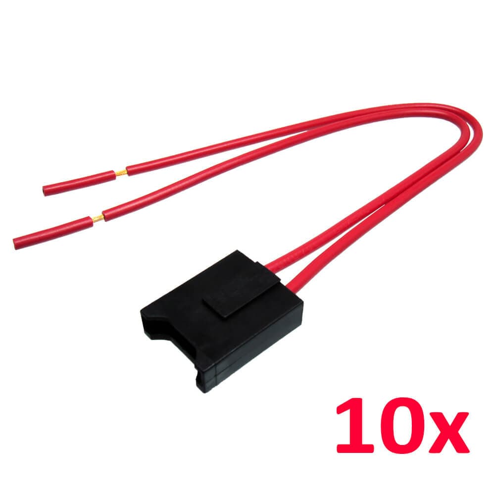 kit 10 Porta Fusível Lâmina Médio C/ Fio 1,5mm VERMELHO 15cm