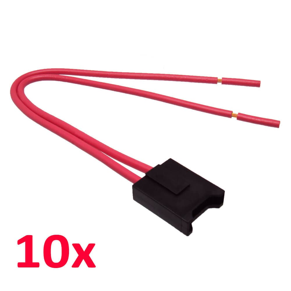 Kit 10 Porta Fusível Lâmina Médio C/ Fio 2,5mm VERMELHO 15cm