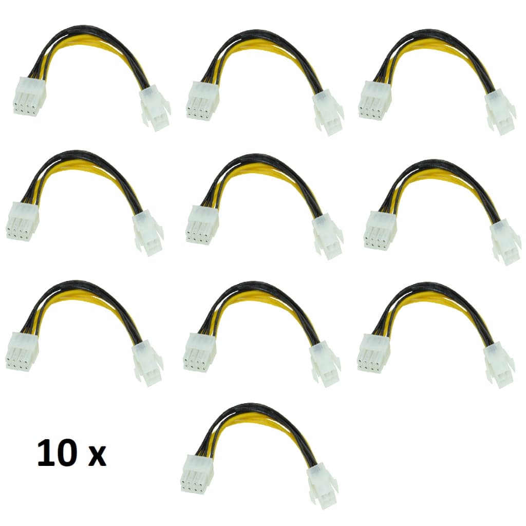 Kit 10 Cabo Adaptador Energia Cpu Conversor 4 Pinos P/ 8 Pinos Atx