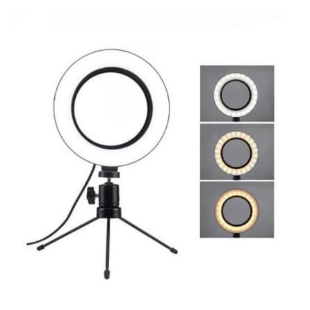 Ring Light De Mesa-iluminador 6 Polegadas com Tripe e suporte celular