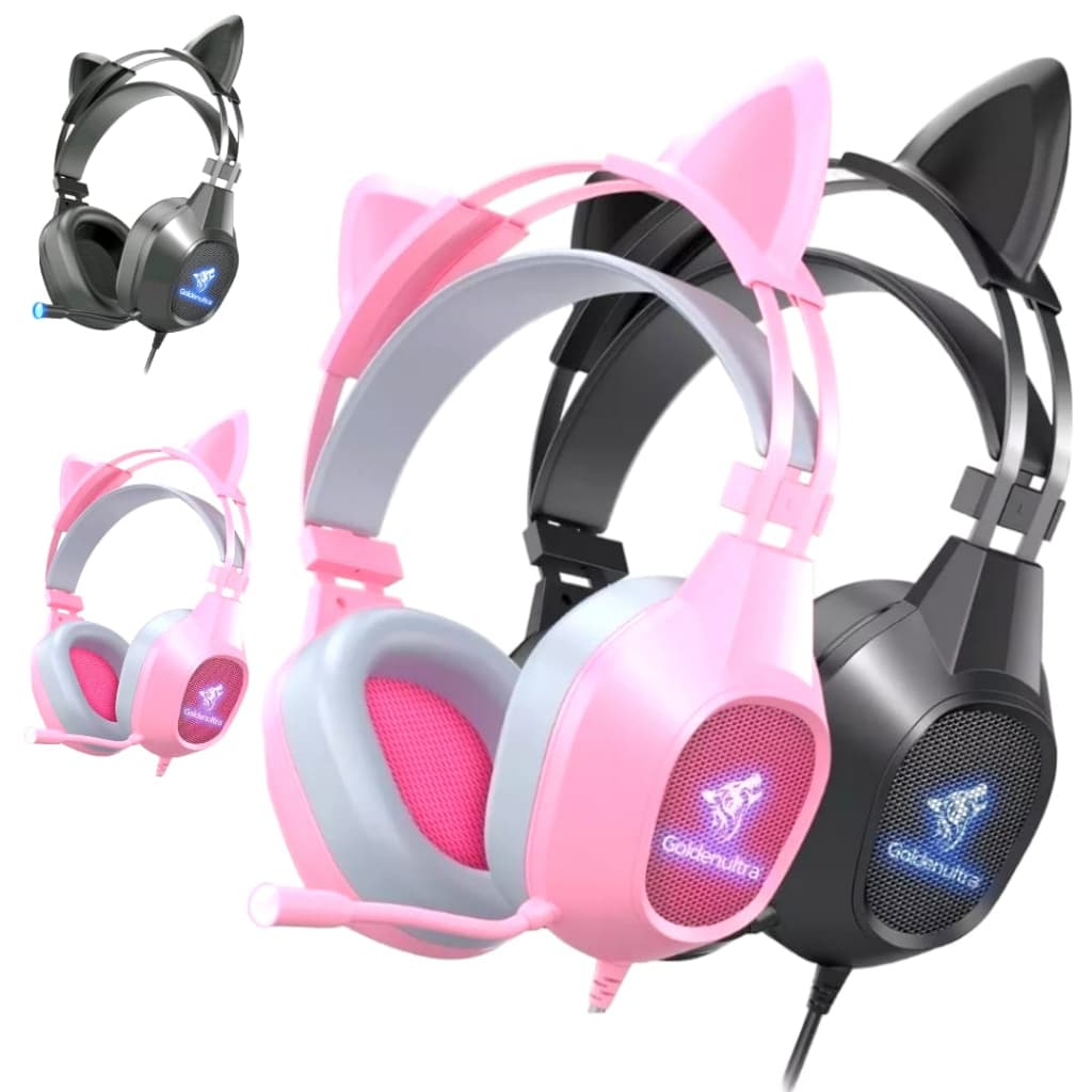Fone Gatinho Fone Gamer Ouvido Headset Led Com Microfone Pc