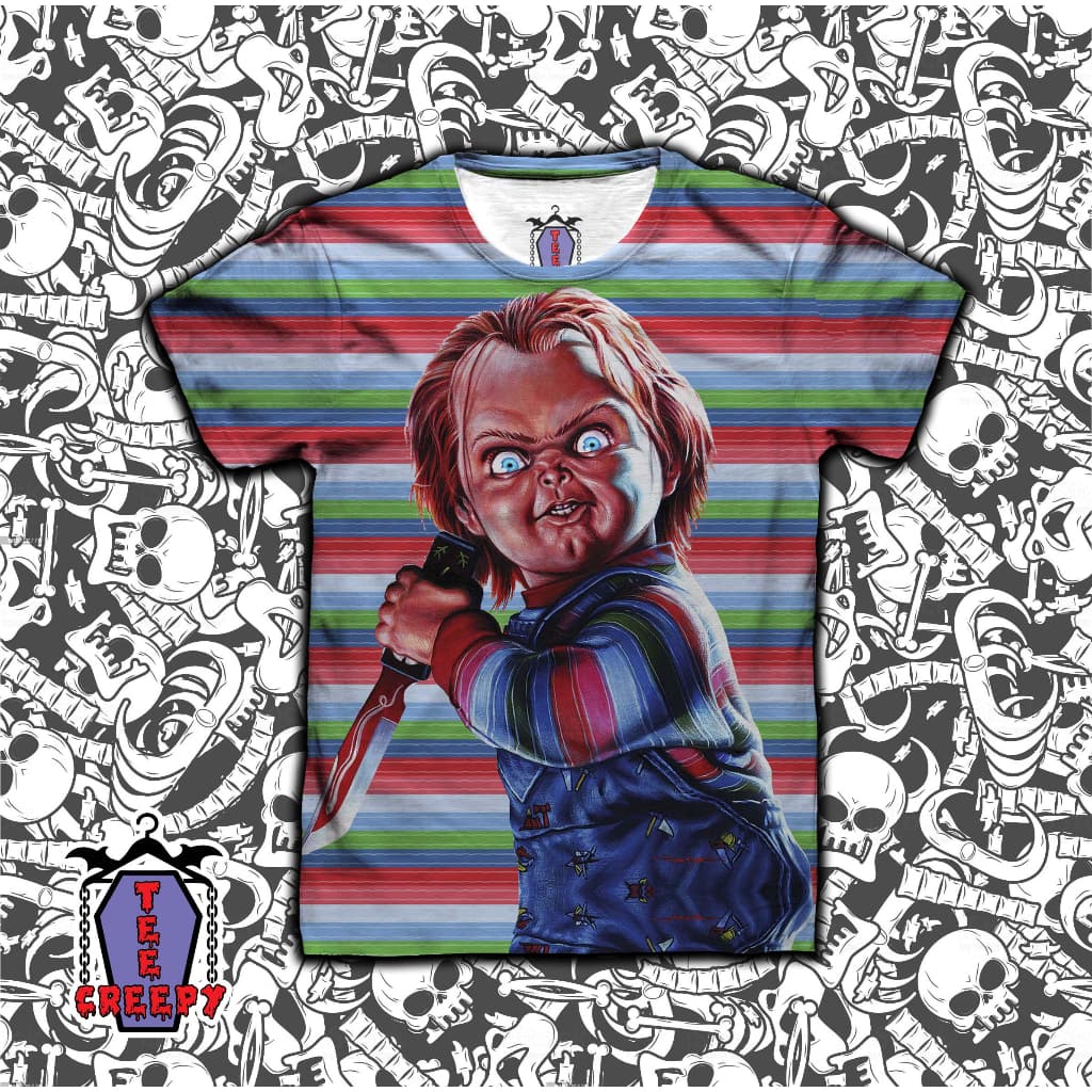 Camiseta t-shirt chucky charles lee ray brinquedo assassino filme terror horror trash halloween