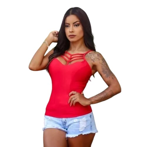 Blusa Com Tiras Tirinhas Regata Alcinha Moda Feminina