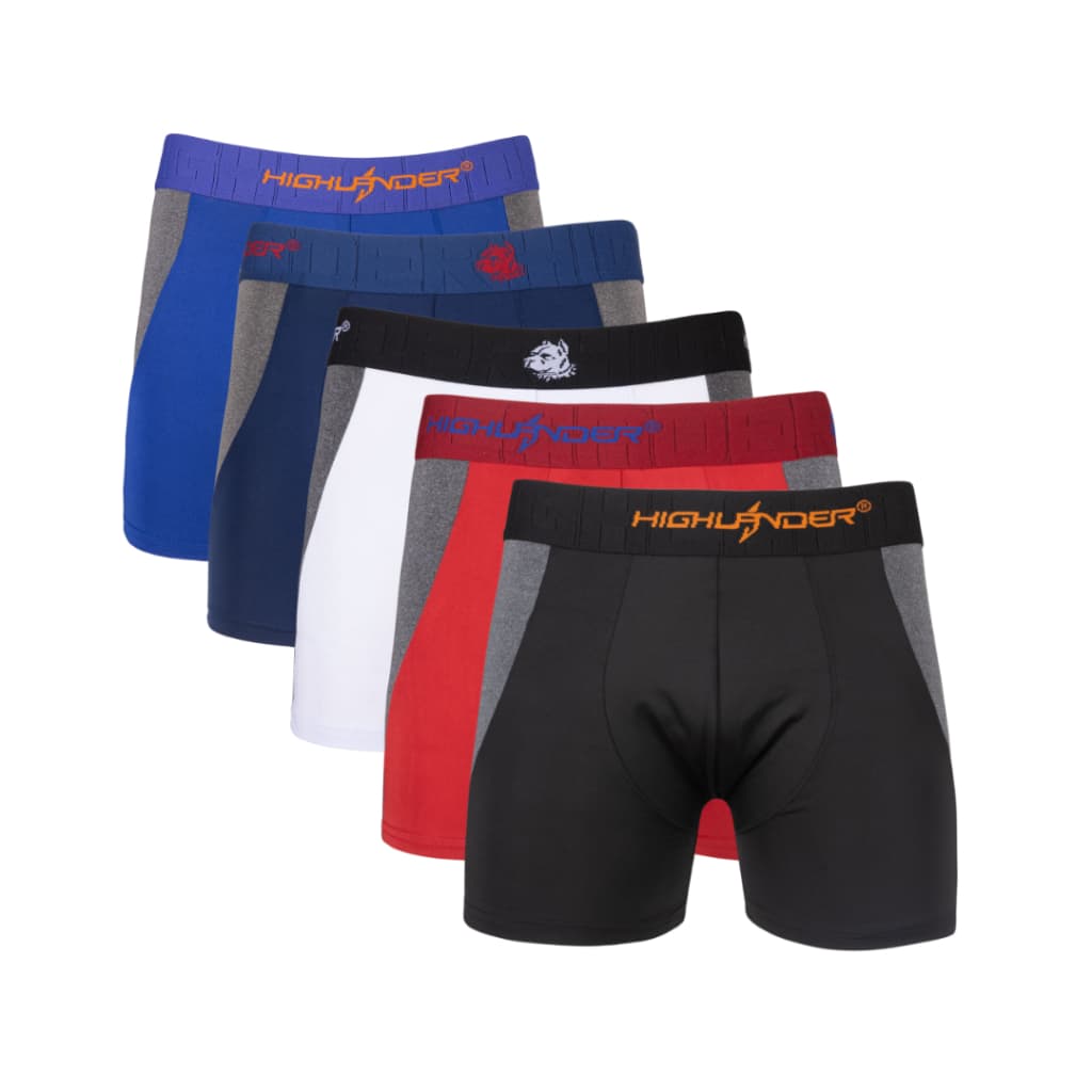 Cuecas Boxer Box Kit Com 5 Unidades Masculina em Poliéster Romantic Detalhe Lateral