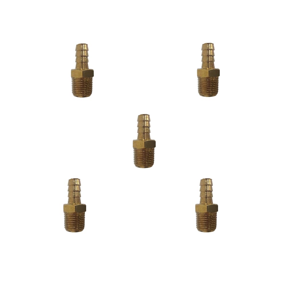 Kit com 5 Peças Espigão Rosca 1/4'' x escama 3/8'' aço Para compressor De Ar