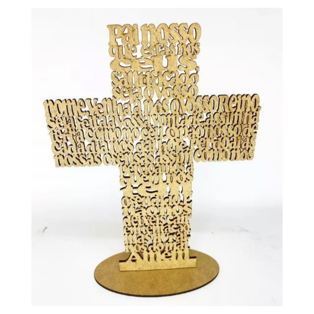 Cruz Pai Nosso C/ Base Oração Vazada Em Mdf Cru 25CM oração presente lembrancinha enfeite
