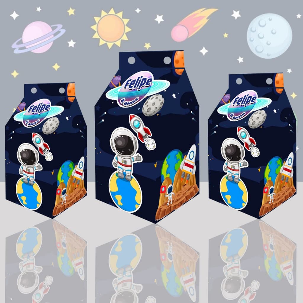 Caixinha Milk Astronauta Caixa Surpresa Aniversário Lembrancinhas Personalizadas