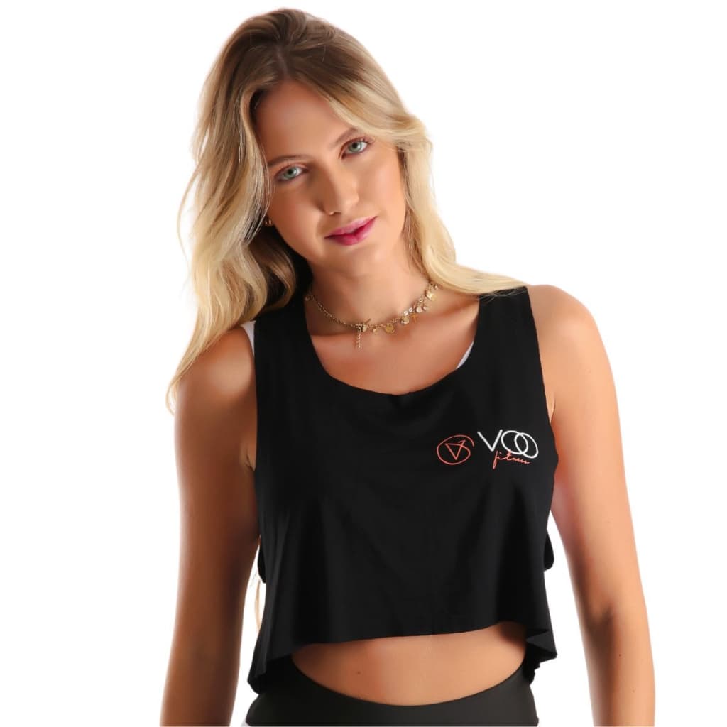 Cropped Fitness Feminino Regata Lisa Roupas de Academia