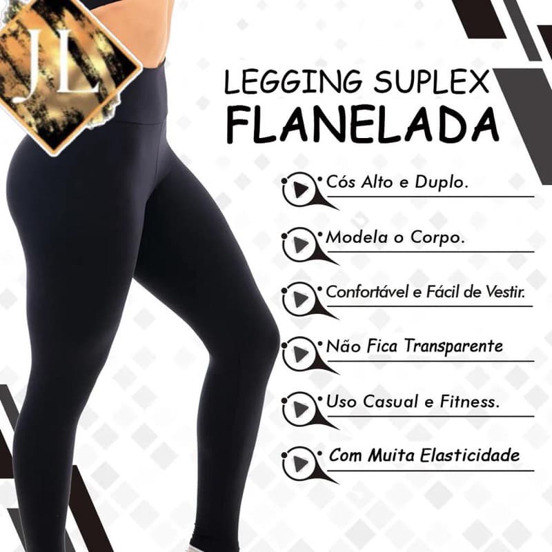 Legging Suplex Flanelada Pelúcia Grossa Cós Alto