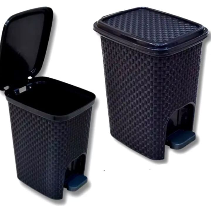Lixeira Rattan (7L) Escritorio Cozinha Banheiro Quarto Bebê Com Pedal