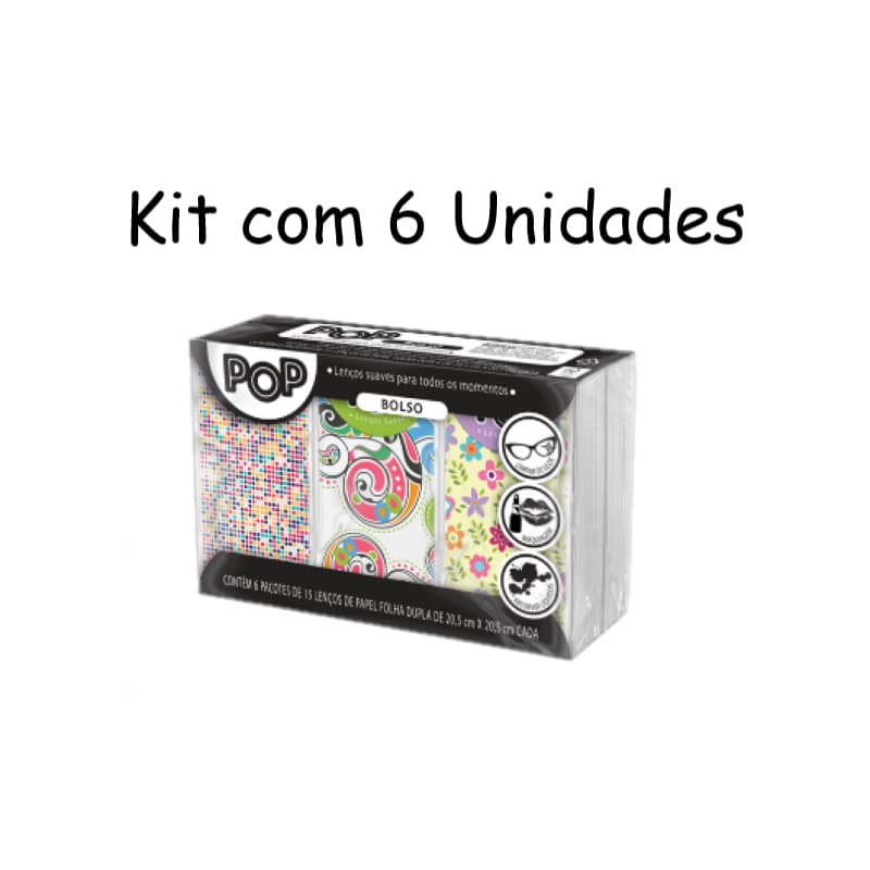 Pop Bolso Lenços de Papel Kit com 6 Pacotes - 36 unidades