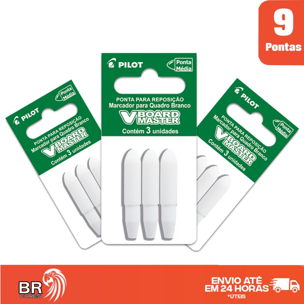 9 Pontas para Pincel de Quadro Branco Pilot V-Board Master - 3 Blister - 9 pontas
