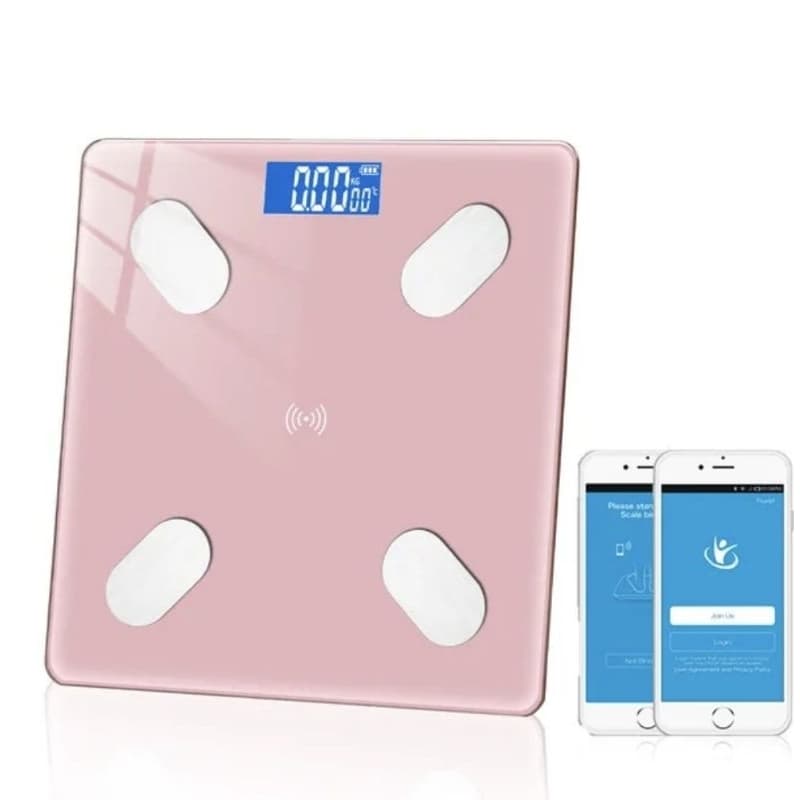 LED Digital Escala de Peso Inteligente para Banheiro, Composição Corporal Escala, IMC Balanças De Gordura, Bluetooth Floor Balance Cor Rosa