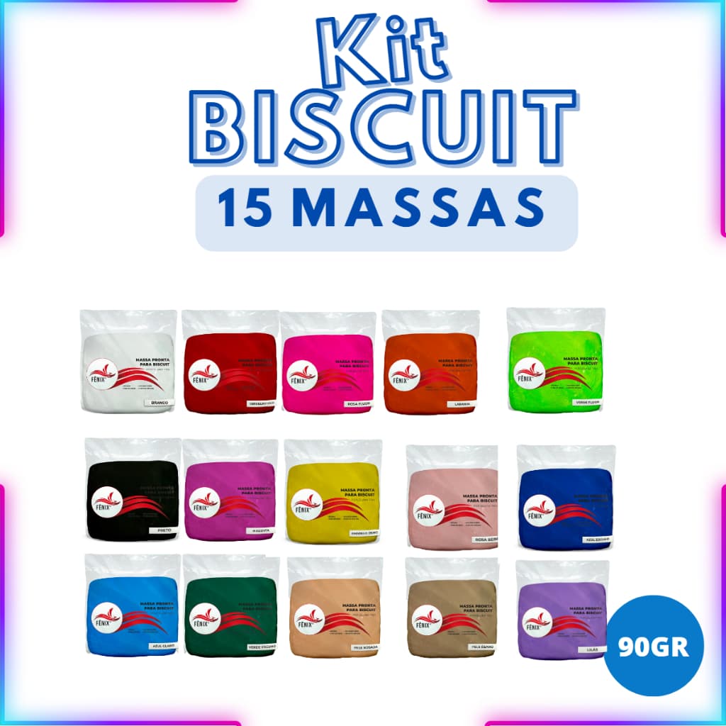 Massa de Biscuit 90g Colorida Promoção - Escolha as cores ( 10 ,12 ou 15 unidades )